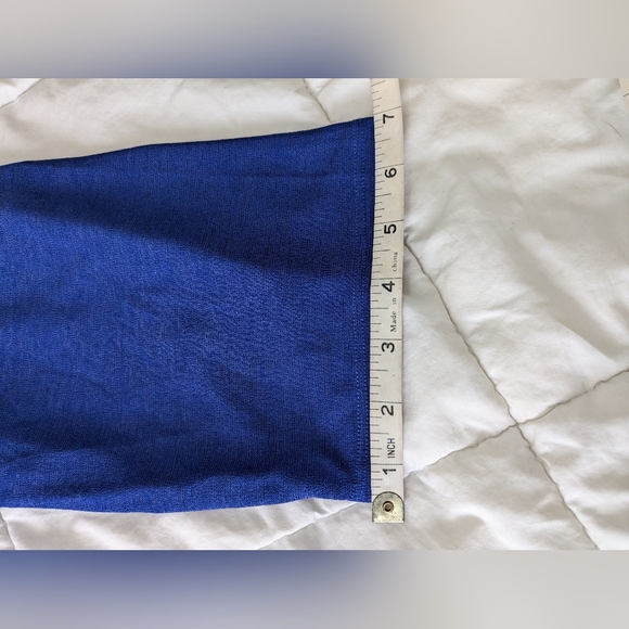 Addition Elle, Royal blue, 3/4 length sleeve, crepe shirt with ruffled hem. - Picture 10 of 16